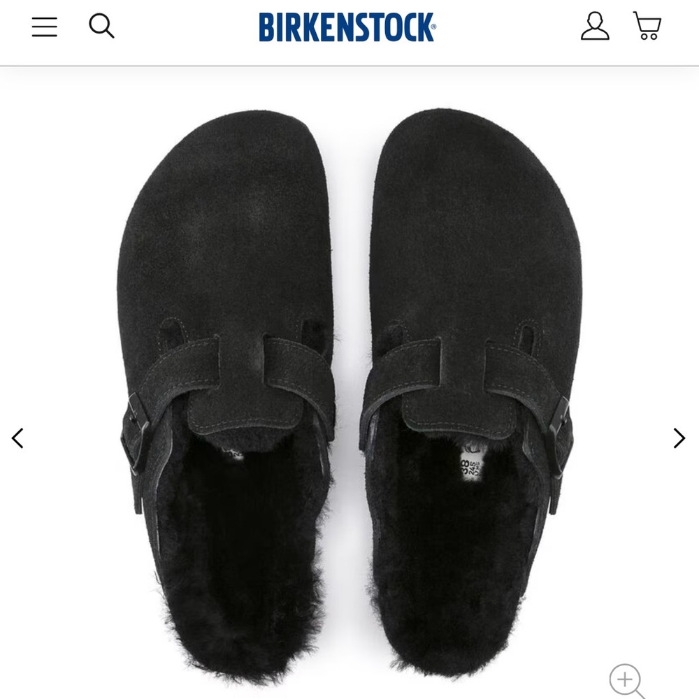 Birkenstock Black Suede Boston Shearling Shoes